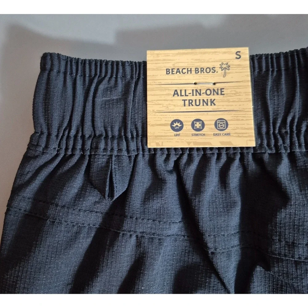 Beach Bros Mens All In One Swim Trunks Black Drawstring Small NEW NWT